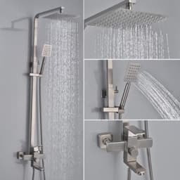 Sen Cây Tắm Đứng HATO Inox SUS 304 Mờ, Vòi Sen Cây Vuông Nóng Lạnh, 3 Chế Độ Xả Nước, Chống Han Gỉ, Chống Bám Cặn Canxi 9