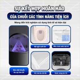 Bồn Cầu Thông Minh HATO HT2 , Có Két Nước Ẩn , Chống bắn , Xịt Sấy Tự Động , Sưởi Nhiệt Thành Bệt ,Cảm Ứng, Điều Khiển 9