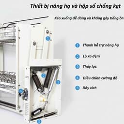 Giá Bát Nâng Hạ Inox 304 HATO, Điều Chỉnh Cao Thấp Với Hộp Số Chống Kẹt, Kệ Đựng Đồ Nhà Bếp Thông Minh Bảo Hành 24 Tháng 8