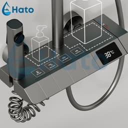 Sen Cây Tắm Đứng Phím Đàn Hato Mạ Nano Tĩnh Điện, Vòi Sen Tắm Đứng Lõi Đồng Hiển Thị Nhiệt Độ Bảo Hành Chính Hãng 5 Năm 5