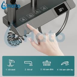 Sen Cây Tắm Đứng Phím Đàn Hato Mạ Nano Tĩnh Điện, Vòi Sen Tắm Đứng Lõi Đồng Hiển Thị Nhiệt Độ Bảo Hành Chính Hãng 5 Năm 7