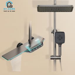 Sen Cây Tắm Đứng Phím Đàn Hato Hiển Thị Nhiệt Độ, Thời Gian Củ Sen Lõi Đồng Nguyên Khối 2.8 Kg , 46 Cm Mạ Titan - SC185 1