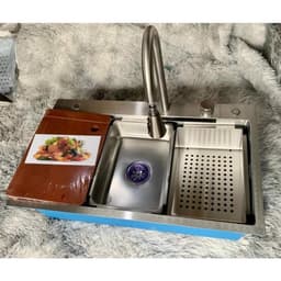 Chậu Rửa Bát 1 Hố Hato INOX SUS304 Cao Cấp Phủ Nano, Bồn Rửa Chén 1 Ngăn Lớn Kèm Vòi Thác Nước,Thớt, Khay Rửa, Xiphong 4