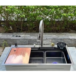 Chậu Rửa Bát 1 Hố Hato INOX SUS304 Cao Cấp Phủ Nano, Bồn Rửa Chén 1 Ngăn Lớn Kèm Vòi Thác Nước,Thớt, Khay Rửa, Xiphong 3