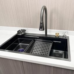 Chậu Rửa Bát 1 Hố Hato INOX SUS304 Cao Cấp Phủ Nano, Bồn Rửa Chén 1 Ngăn Lớn Kèm Vòi Thác Nước,Thớt, Khay Rửa, Xiphong 2