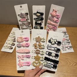 Set 5 Kẹp Tóc Hello Kitty Cho Bé Gái  Siêu Cute🍀FREESHIP🍀Vỉ 5 Ket Tóc Kute Cho Bé Gái 2