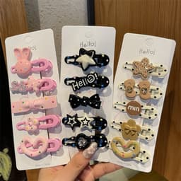 Set 5 Kẹp Tóc Hello Kitty Cho Bé Gái  Siêu Cute🍀FREESHIP🍀Vỉ 5 Ket Tóc Kute Cho Bé Gái 3
