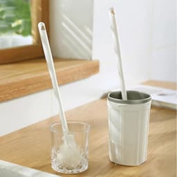 Bàn chải cọ silicon 3D rửa ly cốc cán dài WHITE - Vệ sinh bình sữa tạo bọt tiện lợi, cọ ly đa năng. 4