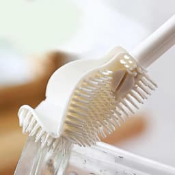 Bàn chải cọ silicon 3D rửa ly cốc cán dài WHITE - Vệ sinh bình sữa tạo bọt tiện lợi, cọ ly đa năng. 6