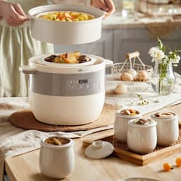 Nồi Nấu Chậm Bear DDZ-B25Q3, 2.5L 400W, 5 Thố Sứ, Chưng Cách Thủy, Nấu Cháo, Hầm, Chè, Hàng Chính Hãng 4
