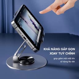 Giá đỡ điện thoại và máy tính bảng xoay 360 độ từ hợp kim nhôm kệ tiện lợi cho xem phim livestream 5