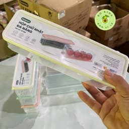 COMBO 3 Hộp Chữ Nhật Bảo Quản Thực Phẩm Đa Năng Hokori 6790 dáng dài có nắp đậy nhựa dẻo bền để tủ lạnh AMIZIN 1