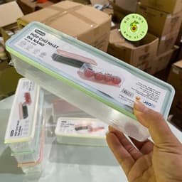 COMBO 3 Hộp Chữ Nhật Bảo Quản Thực Phẩm Đa Năng Hokori 6790 dáng dài có nắp đậy nhựa dẻo bền để tủ lạnh AMIZIN 2
