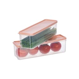 COMBO 3 Hộp Chữ Nhật Bảo Quản Thực Phẩm Đa Năng Hokori 6790 dáng dài có nắp đậy nhựa dẻo bền để tủ lạnh AMIZIN 6