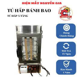Tủ hấp bánh bao 5 tầng, inox kính sạch xẽ 1