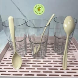 AMIZIN Combo 50 muỗng Phíp nhựa- Thìa Ăn cơm, canh, súp, cháo, thìa sinh tố - Trắng, đen, nâu VN AMIZIN 3