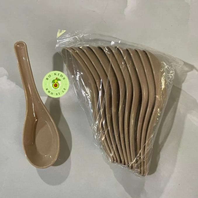 AMIZIN Combo 50 muỗng Phíp nhựa- Thìa Ăn cơm, canh, súp, cháo, thìa sinh tố - Trắng, đen, nâu VN AMIZIN