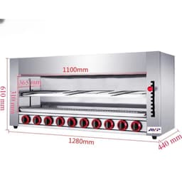 Lò nướng salamander 4-6-8-10  họng inox 304 chạy gas nướng hải sản, thịt,sườn ...BH 1 năm 1