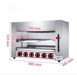 Lò nướng salamander 4-6-8-10  họng inox 304 chạy gas nướng hải sản, thịt,sườn ...BH 1 năm 2