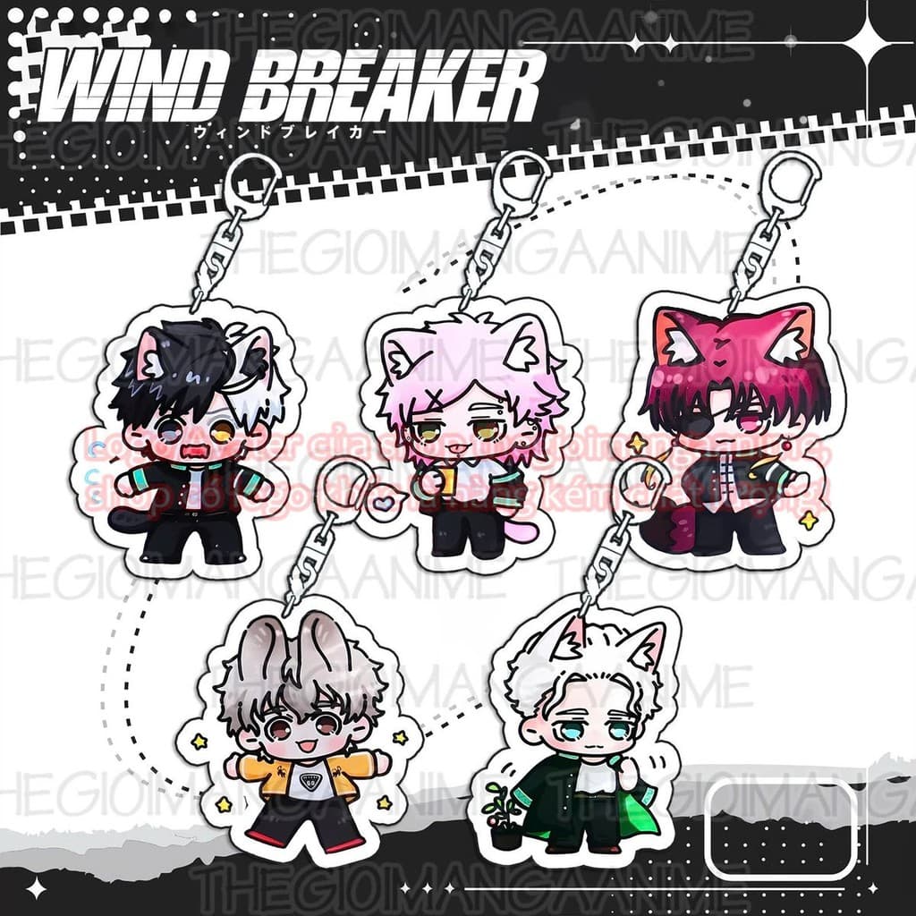 (mua 1 tặng 1) Móc khóa in hình WIND BREAKER ver TAI THÚ chibi anime mica acrylic quà tặng xinh xắn