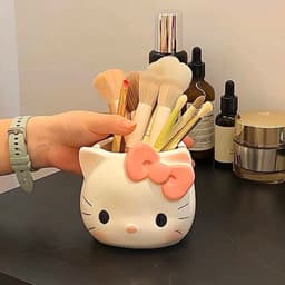Giá đỡ bút và cọ trang điểm hình Hello Kitty đa năng, thiết kế tiện lợi cho bàn làm việc. 4