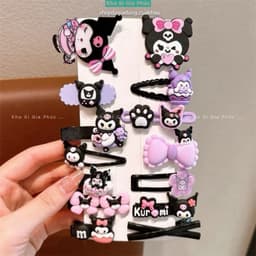 Sét 14 Chiếc Kẹp Tóc Kurumi Đen Tím Nhiều Hình Cho Bé Gái 3