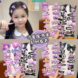 Sét 14 Chiếc Kẹp Tóc Kurumi Đen Tím Nhiều Hình Cho Bé Gái 1