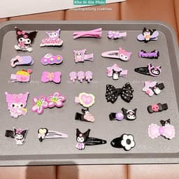 Sét 14 Chiếc Kẹp Tóc Kurumi Đen Tím Nhiều Hình Cho Bé Gái 5