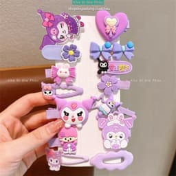 Sét 14 Chiếc Kẹp Tóc Kurumi Đen Tím Nhiều Hình Cho Bé Gái 8