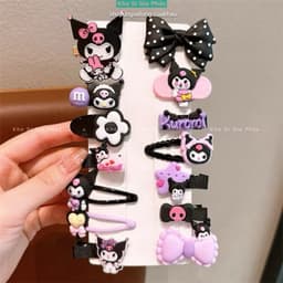Sét 14 Chiếc Kẹp Tóc Kurumi Đen Tím Nhiều Hình Cho Bé Gái 7