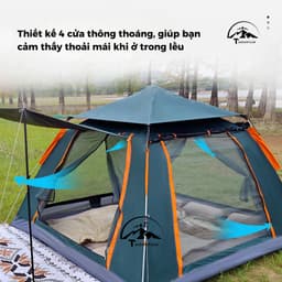 Lều Cắm Trại, lều dã ngoại tự bung, chống tia UV, chống thấm nước, lều tự giãn nở dùng cho 2-6 người 5