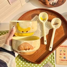 Set 4 bát kèm 4 thìa chất liệu gốm sứ cao cấp họa tiết hoa quả bánh ngọt siêu xinh miễn phí vận chuyển 2
