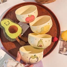 Set 4 bát kèm 4 thìa chất liệu gốm sứ cao cấp họa tiết hoa quả bánh ngọt siêu xinh miễn phí vận chuyển 8