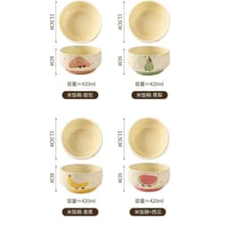 Set 4 bát kèm 4 thìa chất liệu gốm sứ cao cấp họa tiết hoa quả bánh ngọt siêu xinh miễn phí vận chuyển 9