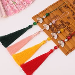 Tua Rua Bạch Phiến Gắn Quạt Cổ Trang - Phụ Kiện Treo Quạt Xếp, Quạt Tròn Họa Tiết Quạt Nhỏ Mini Cao Cấp 4