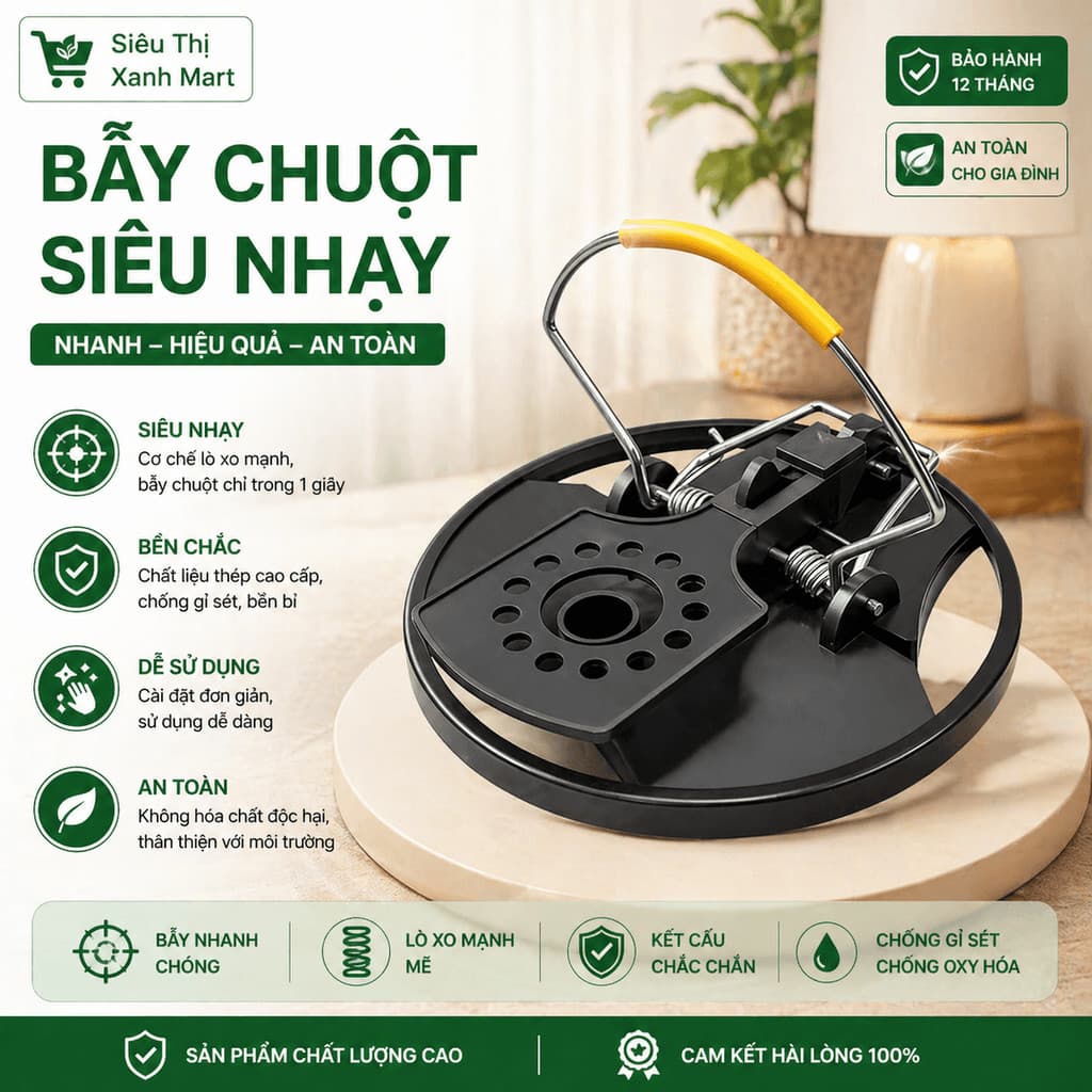 AMIZIN Bẫy Chuột Siêu Nhạy Lò Xo Mạnh, Bẫy Chuột Thép Không Gỉ, Dụng Cụ Diệt Chuột Hiệu Quả Tại Nhà AMIZIN
