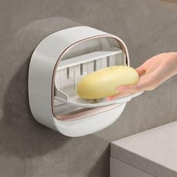 Hộp Đựng Xà Phòng Chống Thấm Nước Không Đục Lỗ, Lật Dán Tường Có Khay Thoát Nước 【Nhận Sỉ】 7