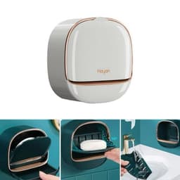 Hộp Đựng Xà Phòng Chống Thấm Nước Không Đục Lỗ, Lật Dán Tường Có Khay Thoát Nước 【Nhận Sỉ】 8