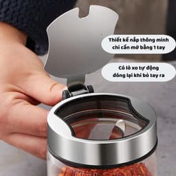 Hũ Đựng Gia Vị Thủy Tinh 300ml Có Tay Cầm Kèm Muỗng Inox Nắp Kín Chống Ẩm Mốc Tiện Lợi Cho Nhà Bếp 4