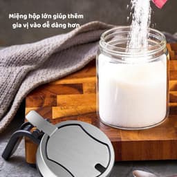 Hũ Đựng Gia Vị Thủy Tinh 300ml Có Tay Cầm Kèm Muỗng Inox Nắp Kín Chống Ẩm Mốc Tiện Lợi Cho Nhà Bếp 8