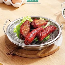Set Khay Đĩa Inox 304 kèm vỉ lưới lọc dầu size 20cm 1