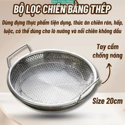 Set Khay Đĩa Inox 304 kèm vỉ lưới lọc dầu size 20cm 8