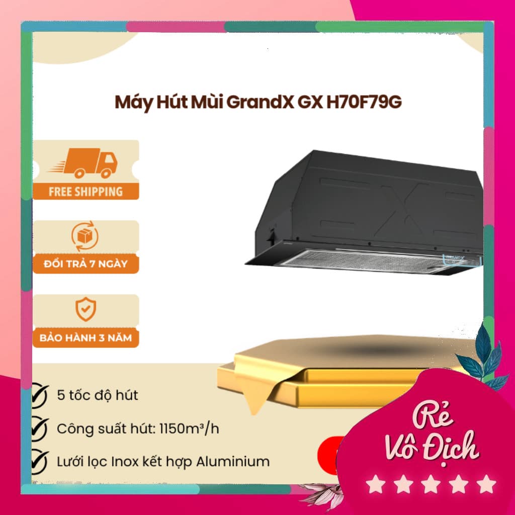 Máy Hút Mùi Âm Tủ GrandX H70F79G | Động Cơ Smart Inverter BLDC | Thiết Kế Hiện Đại, Bảo hành 3 năm