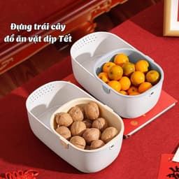 [HOT] Hộp Đựng Đồ Ăn Vặt 2 Lớp LEMON Tết 2026,Rổ Đựng Trái Cây,Hướng Dương Nhỏ Gọn 2 Tầng,Thoát Nước 5602 5