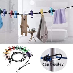 Dây Phơi Đồ Co Giãn 1.8 ĐẾN 3.5m, Móc Treo Quần Áo Tiện Lợi 12 Kẹp Chống Gió 3