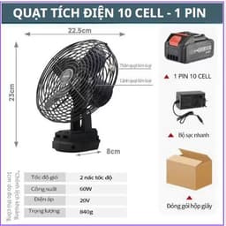 [HỎA TỐC ] Quạt tích điện để bàn lồng sắt cánh sắt dung lượng PIN 10CELL lớn sử dụng nhiều giờ HGHOME 2