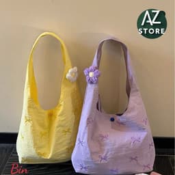 Túi Vải Nơ Thêu Style Hàn Quốc Tặng Kèm Hoa Cài Siêu Xinh 🍀azstore 1