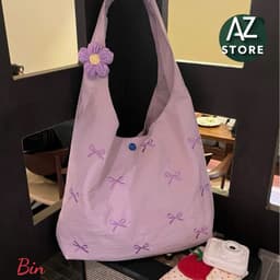 Túi Vải Nơ Thêu Style Hàn Quốc Tặng Kèm Hoa Cài Siêu Xinh 🍀azstore 6