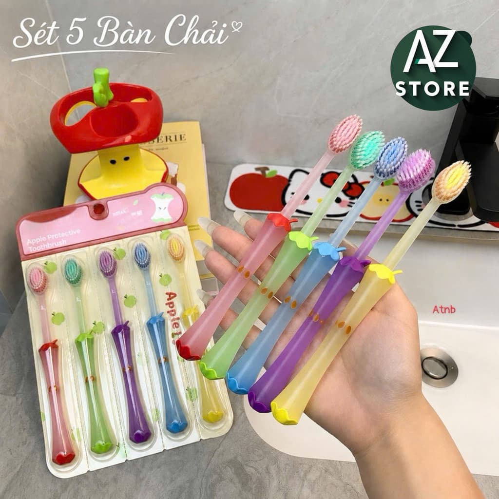 Set 5 Chiếc Bàn Chải Hình Quả Táo Siêu Dễ Thương