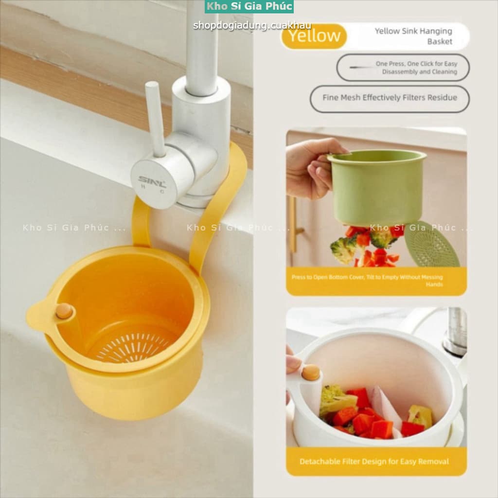 Giỏ lọc treo bồn rửa , Bộ lọc rác nhà bếp nắp dưới có thể mở sáng tạo, có thể tháo rời Dễ dàng làm sạch Túi đựng